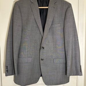 Calvin Klein Mens Suit Jacket Size 44R Gray Black 100% Wool Blazer (Flaw)